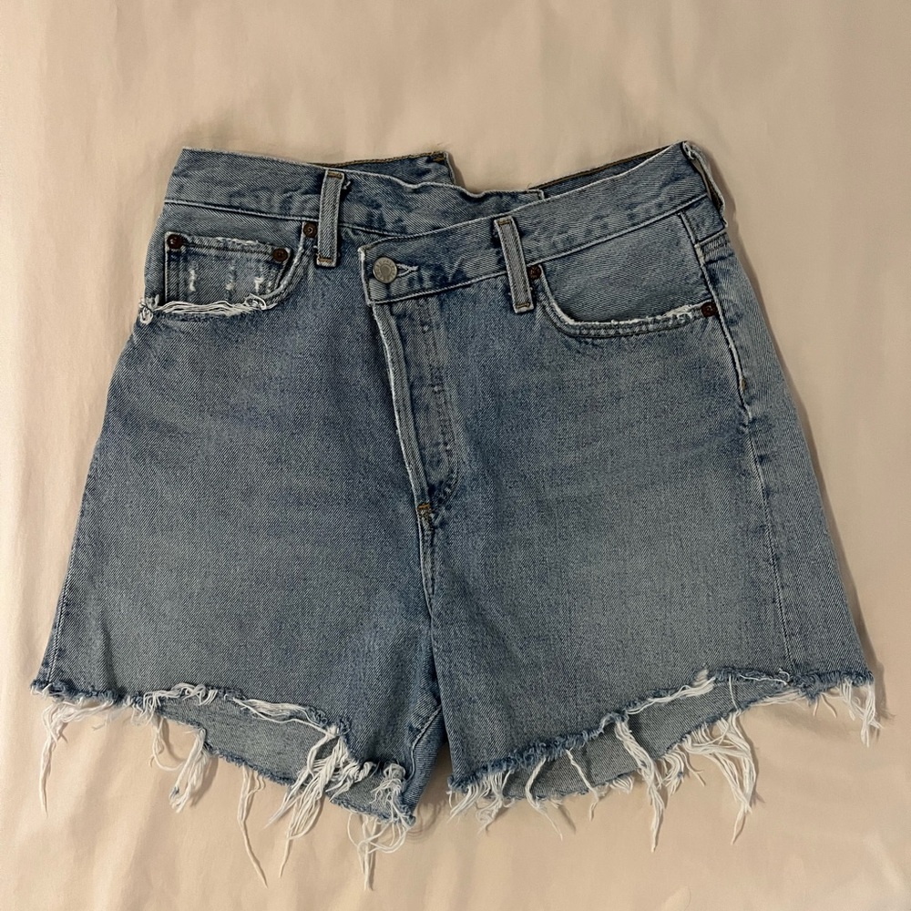 Agolde High Rise Criss Cross Jean Shorts